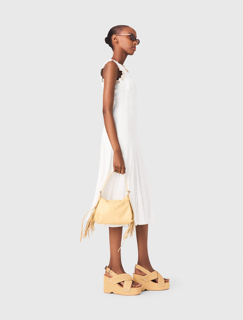 Maje Discount / Knit dress with gold jewellery