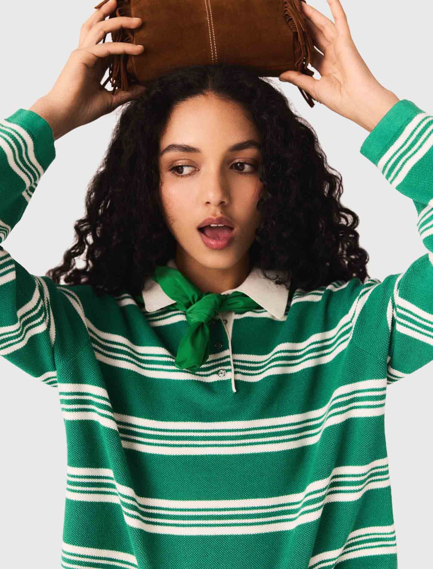Maje Shop / Cropped striped polo sweater