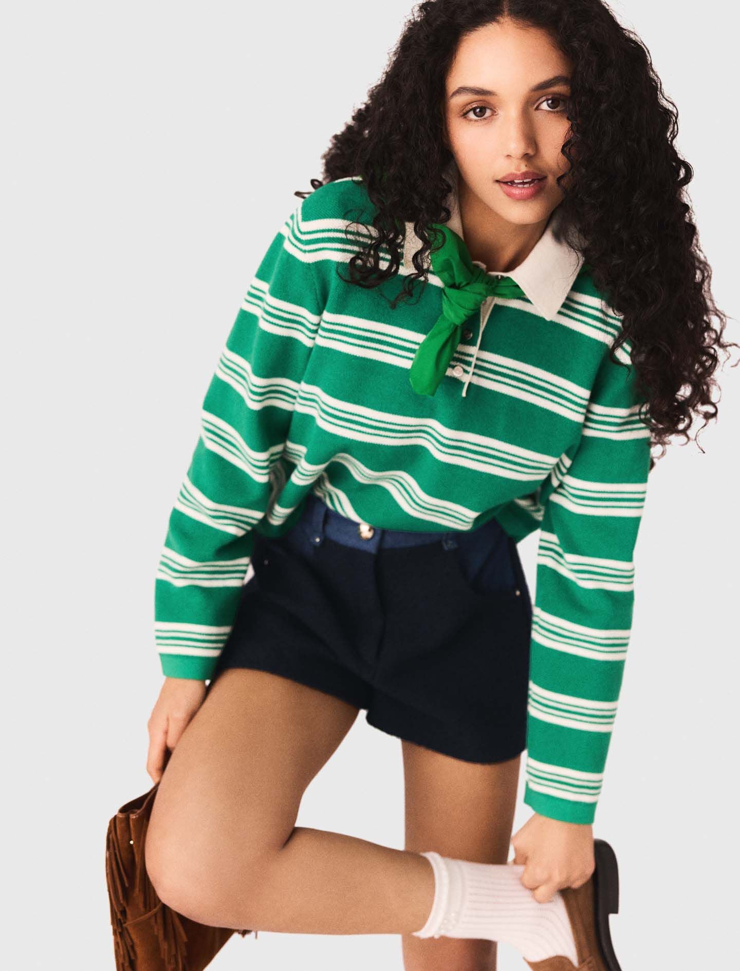 Maje Shop / Cropped striped polo sweater