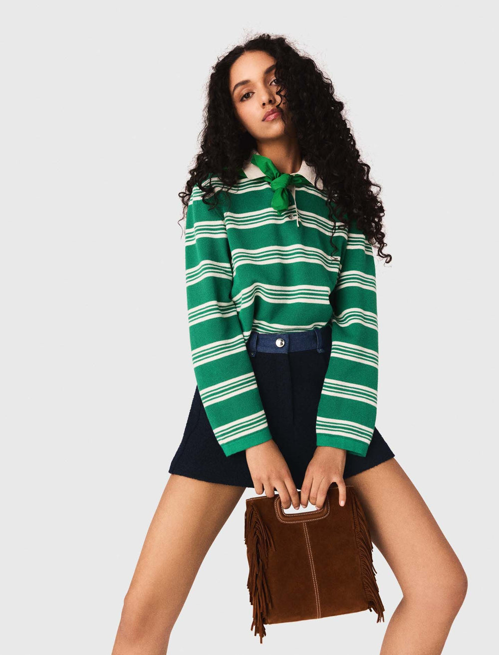 Maje Shop / Cropped striped polo sweater