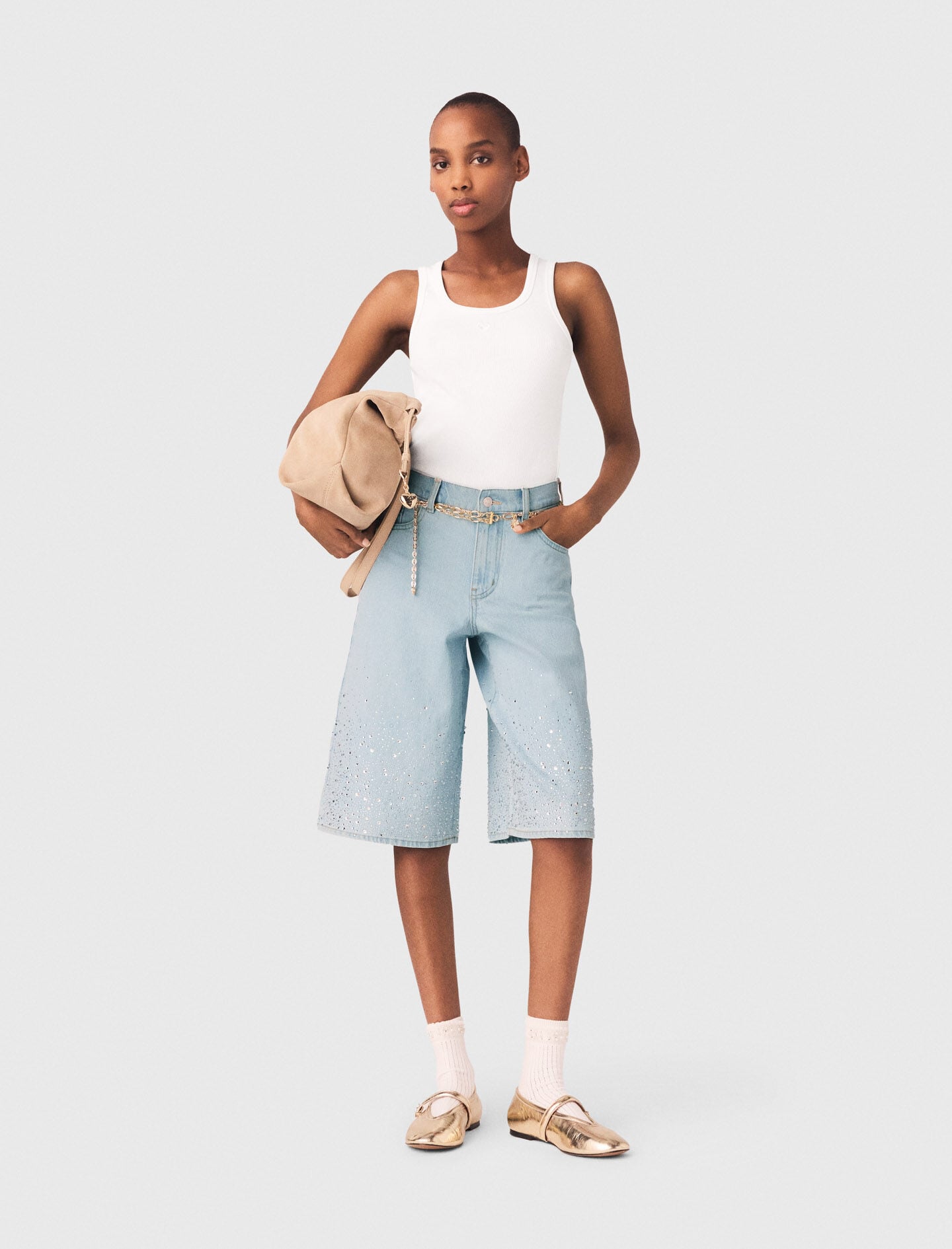 Maje Sale / Rhinestone Bermuda shorts