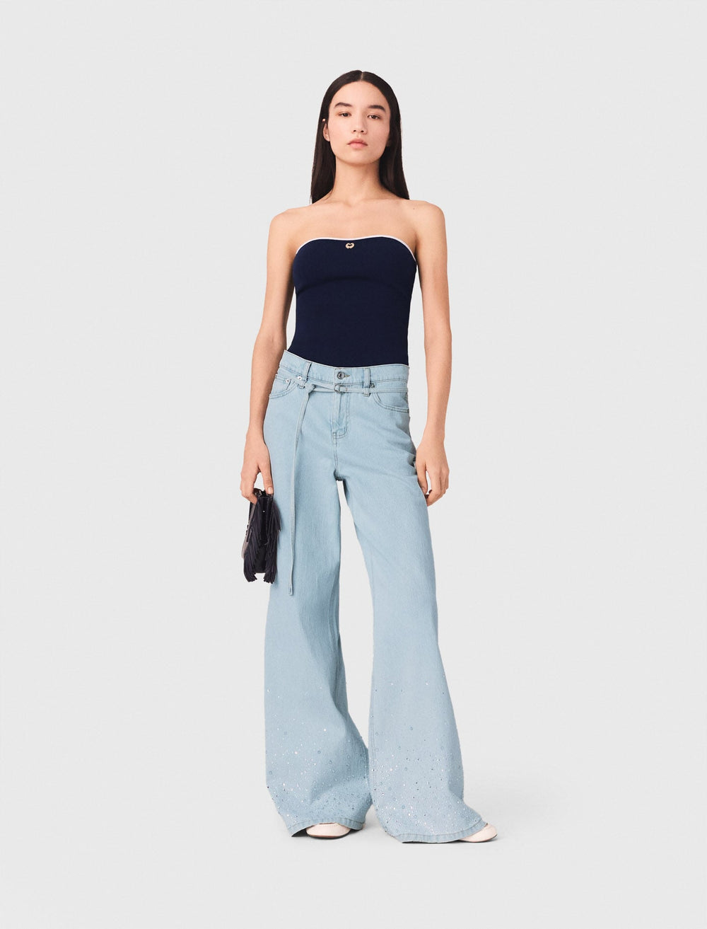 Maje Outlet / Wide-leg rhinestone jeans