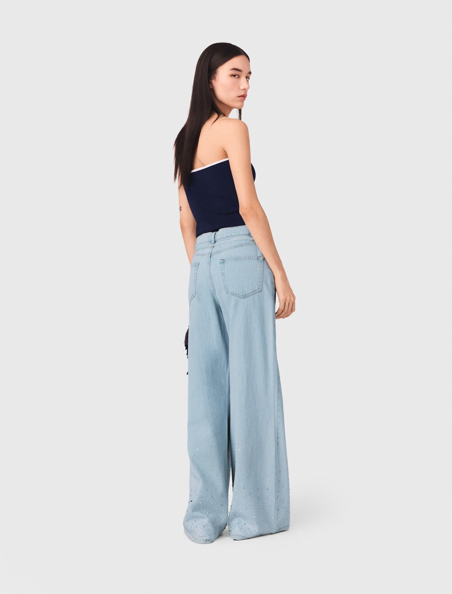 Maje Outlet / Wide-leg rhinestone jeans