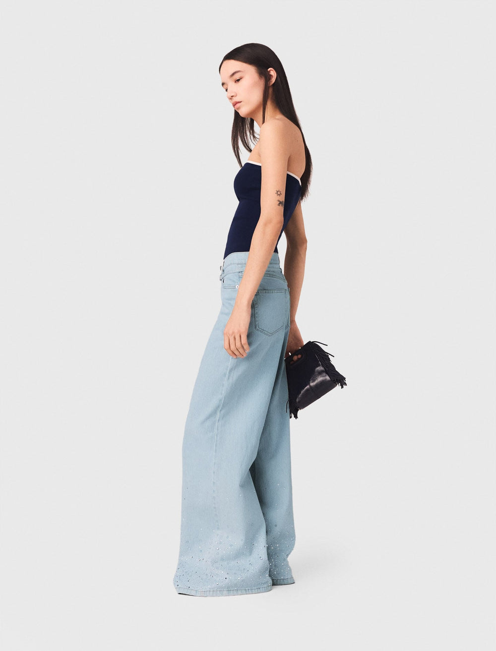 Maje Outlet / Wide-leg rhinestone jeans
