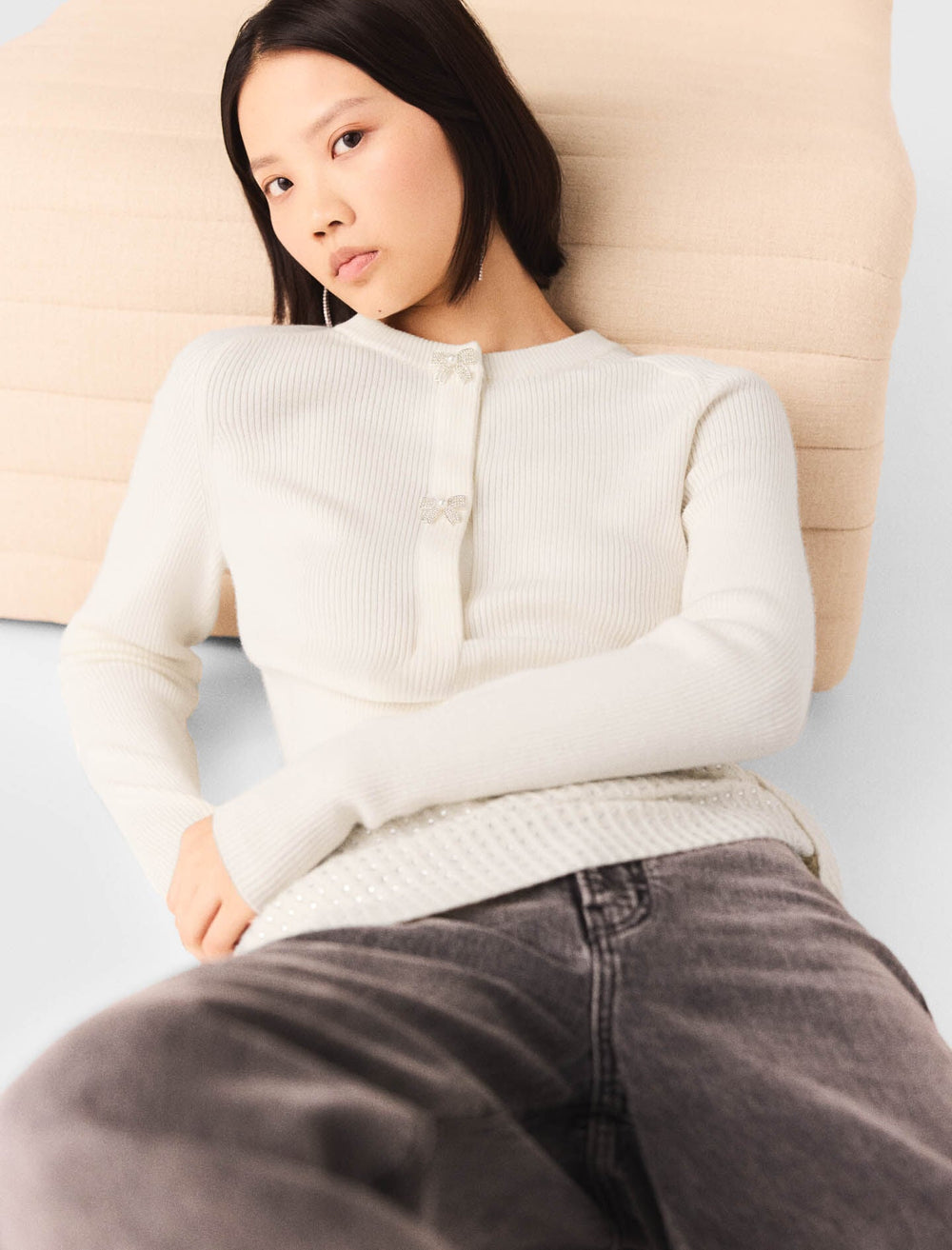 Maje Discount / Bow jewellery button cardigan