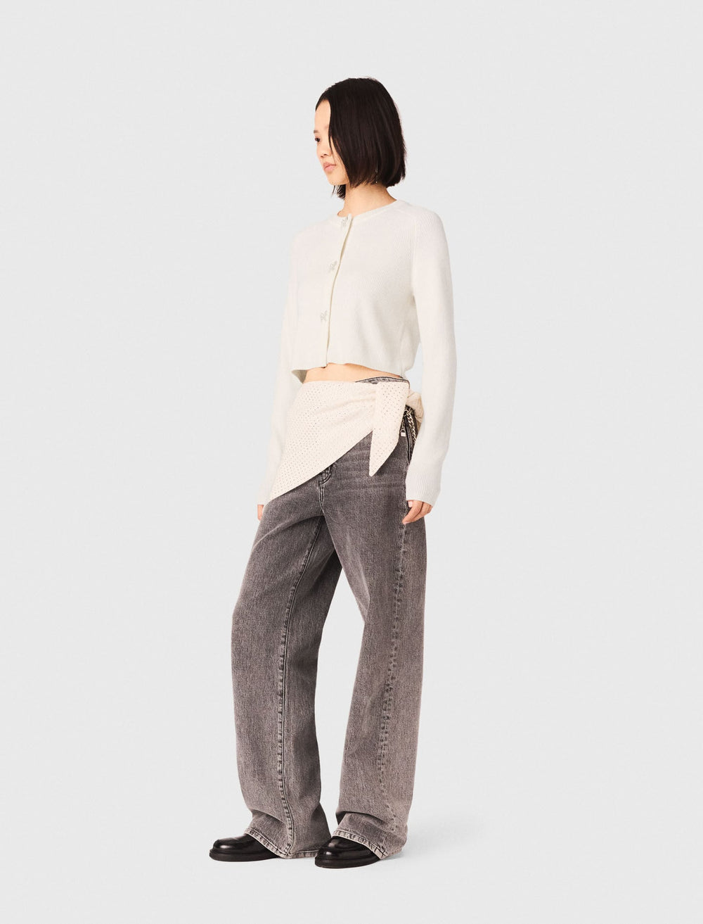 Maje Discount / Bow jewellery button cardigan