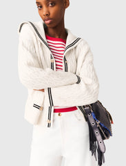 Maje Online / Cable-knit boat neck cardigan