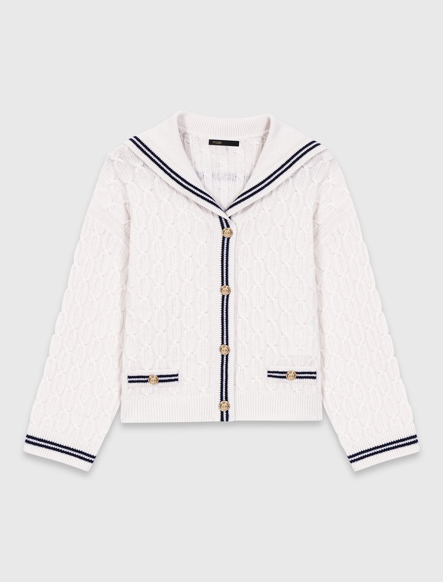 Maje Online / Cable-knit boat neck cardigan