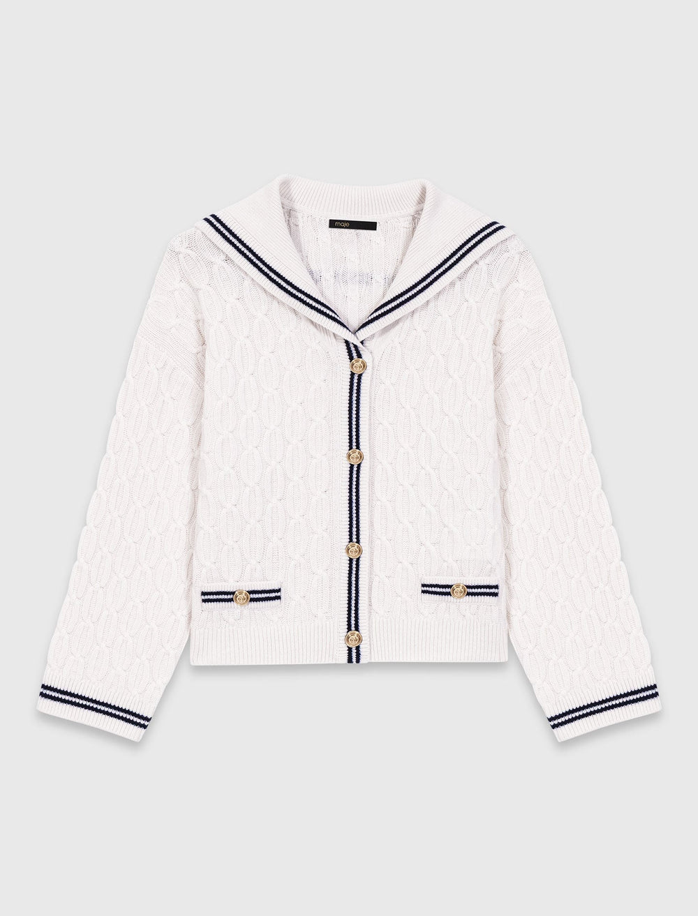 Maje Online / Cable-knit boat neck cardigan