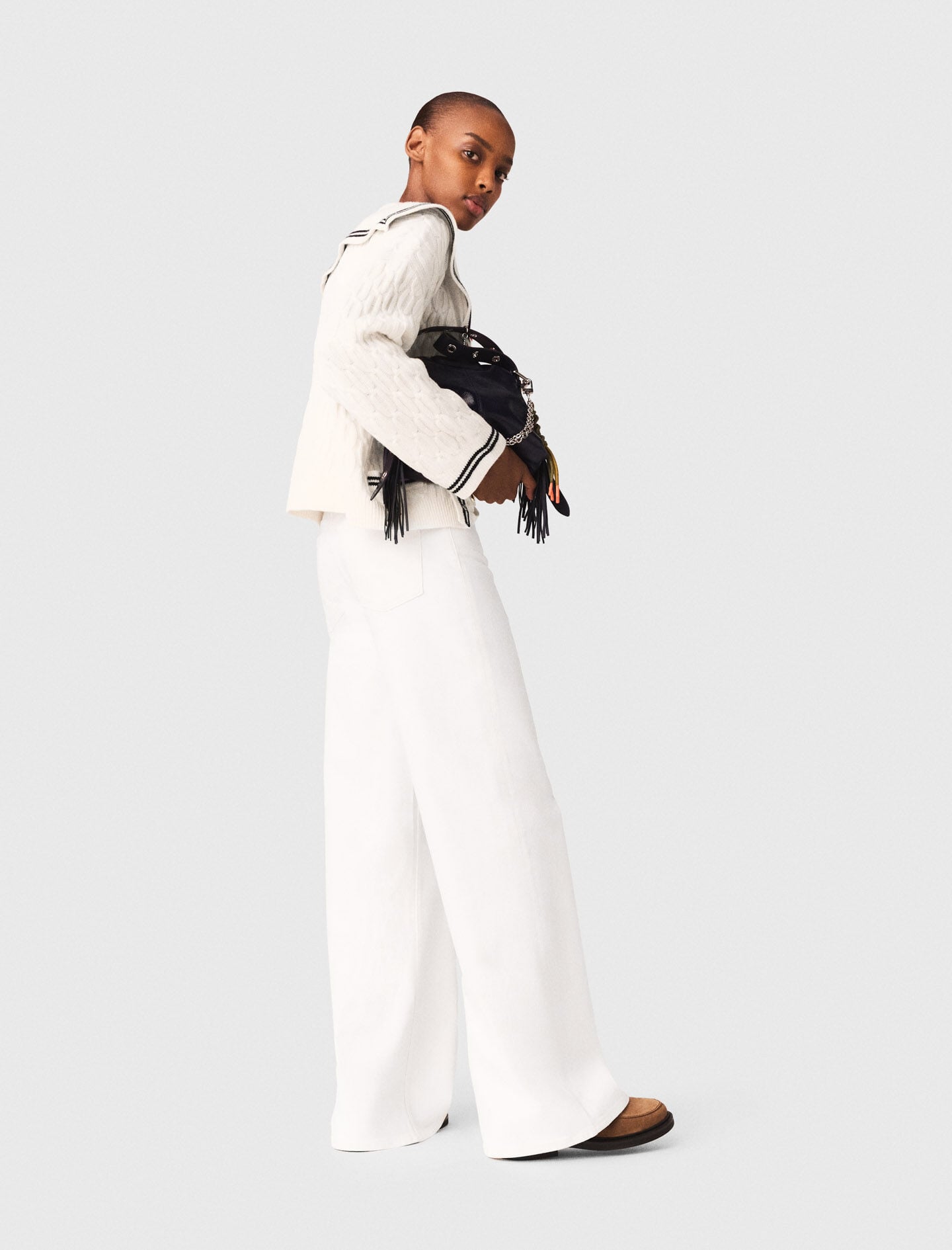 Maje Online / Cable-knit boat neck cardigan