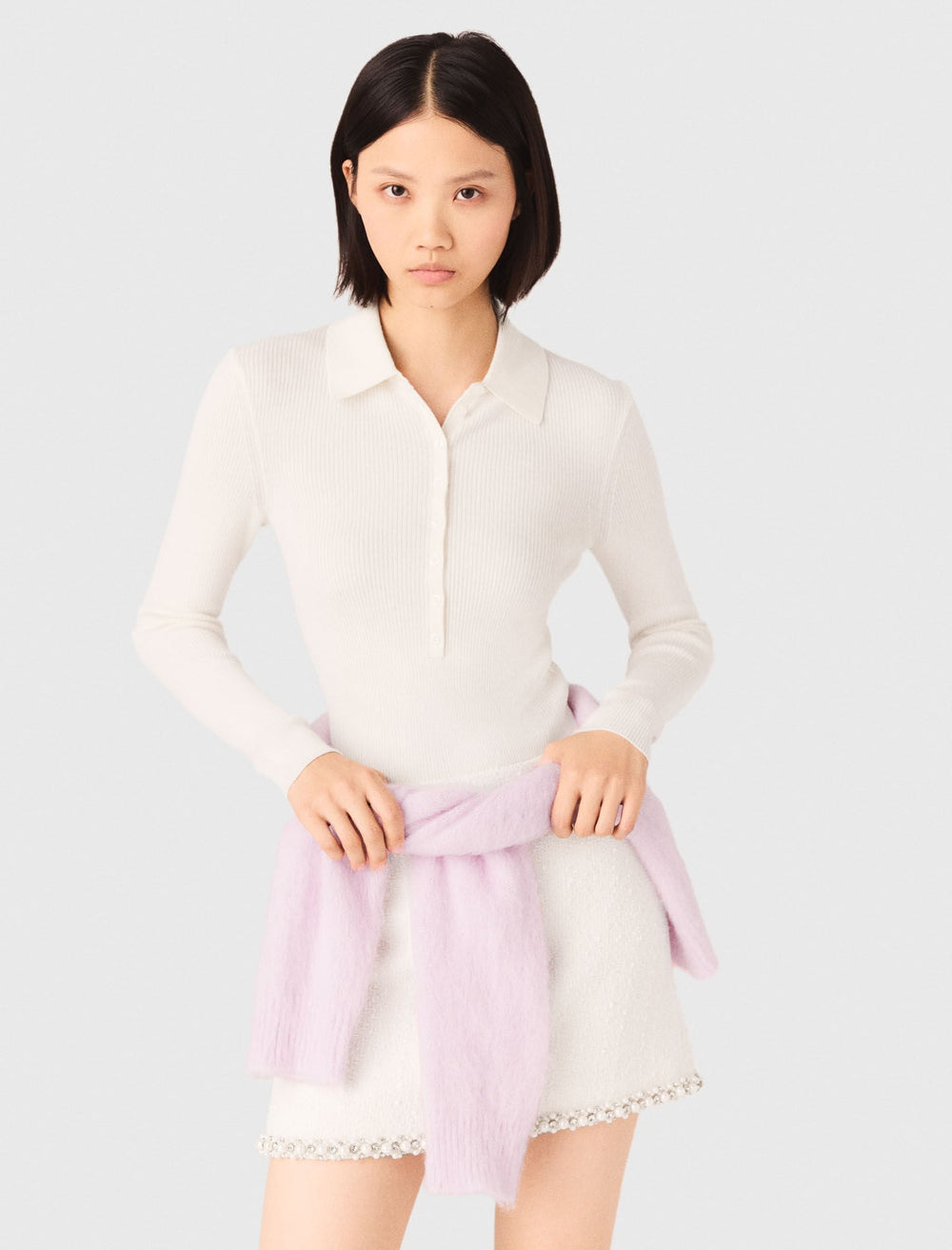 Maje Sale / Ribbed polo sweater