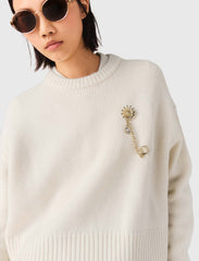 Maje On Sale / Sweater with floral brooch