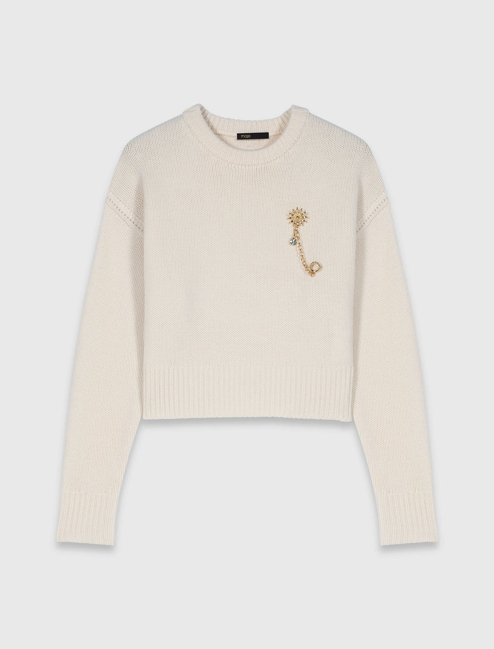 Maje On Sale / Sweater with floral brooch