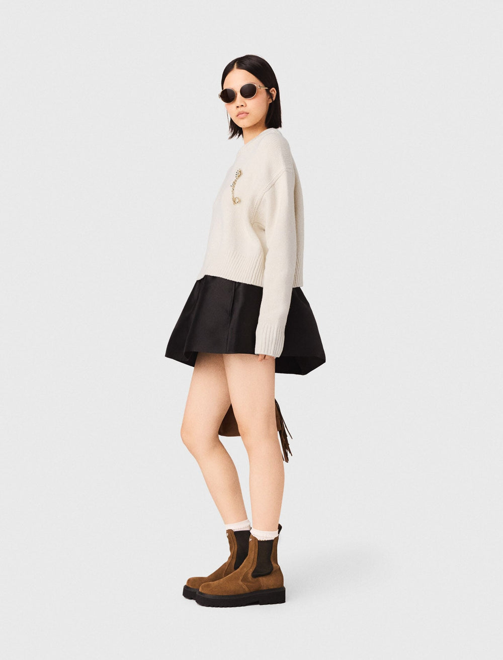 Maje On Sale / Sweater with floral brooch