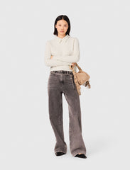 Maje Outlet / Pearl collar ribbed sweater