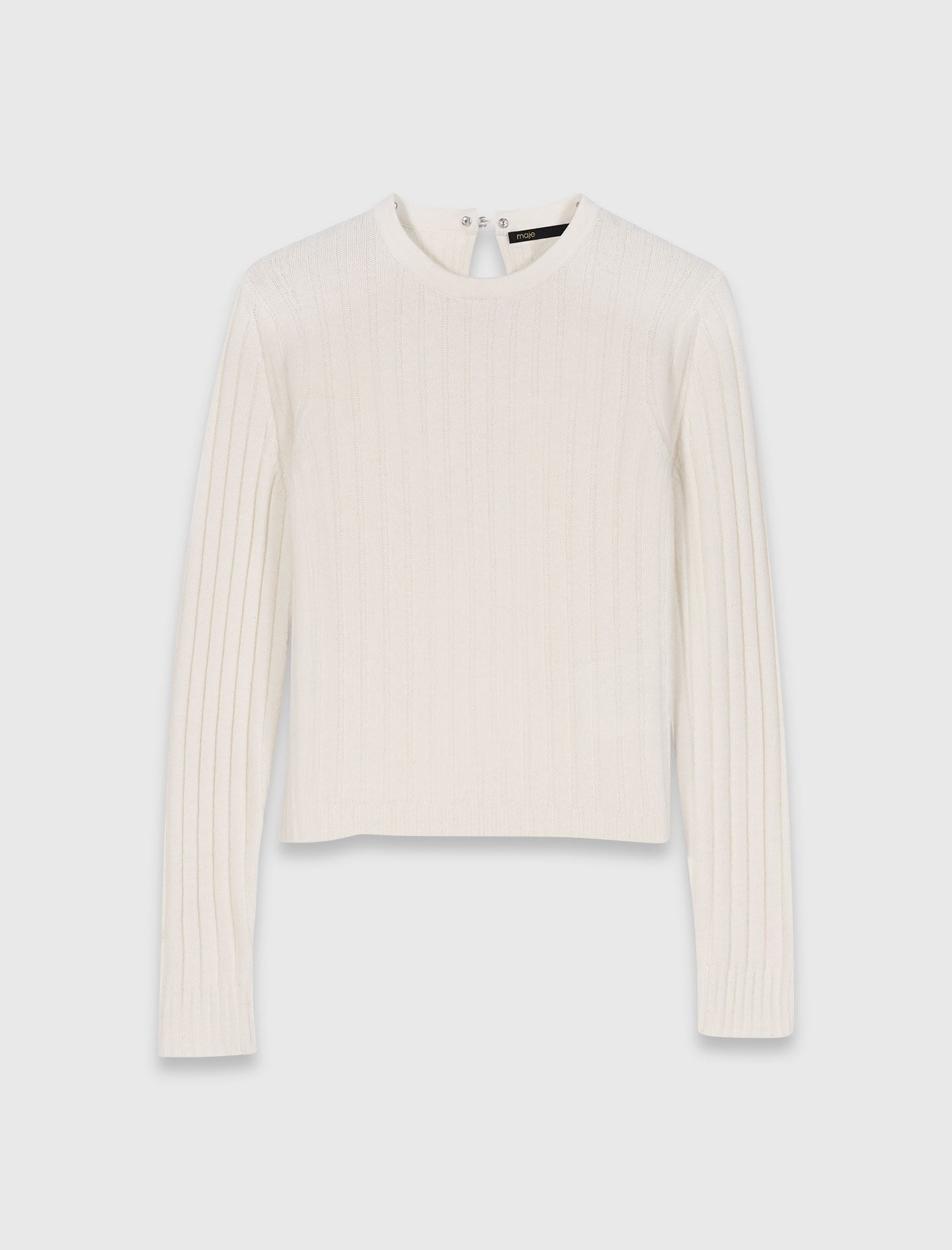 Maje Outlet / Pearl collar ribbed sweater