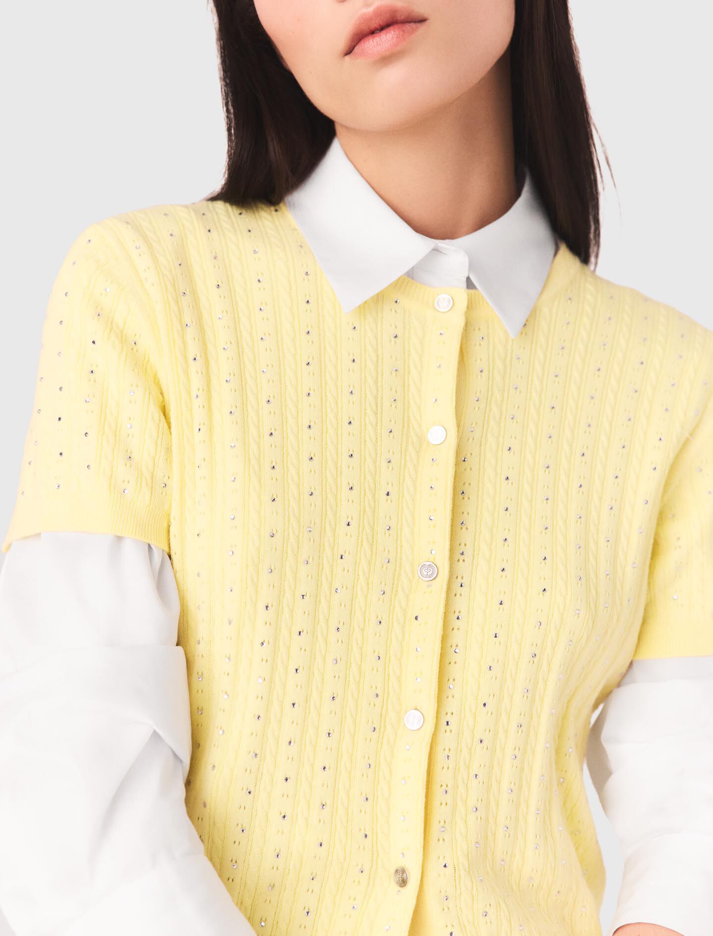 Maje New / Cardigan with rhinestone neck