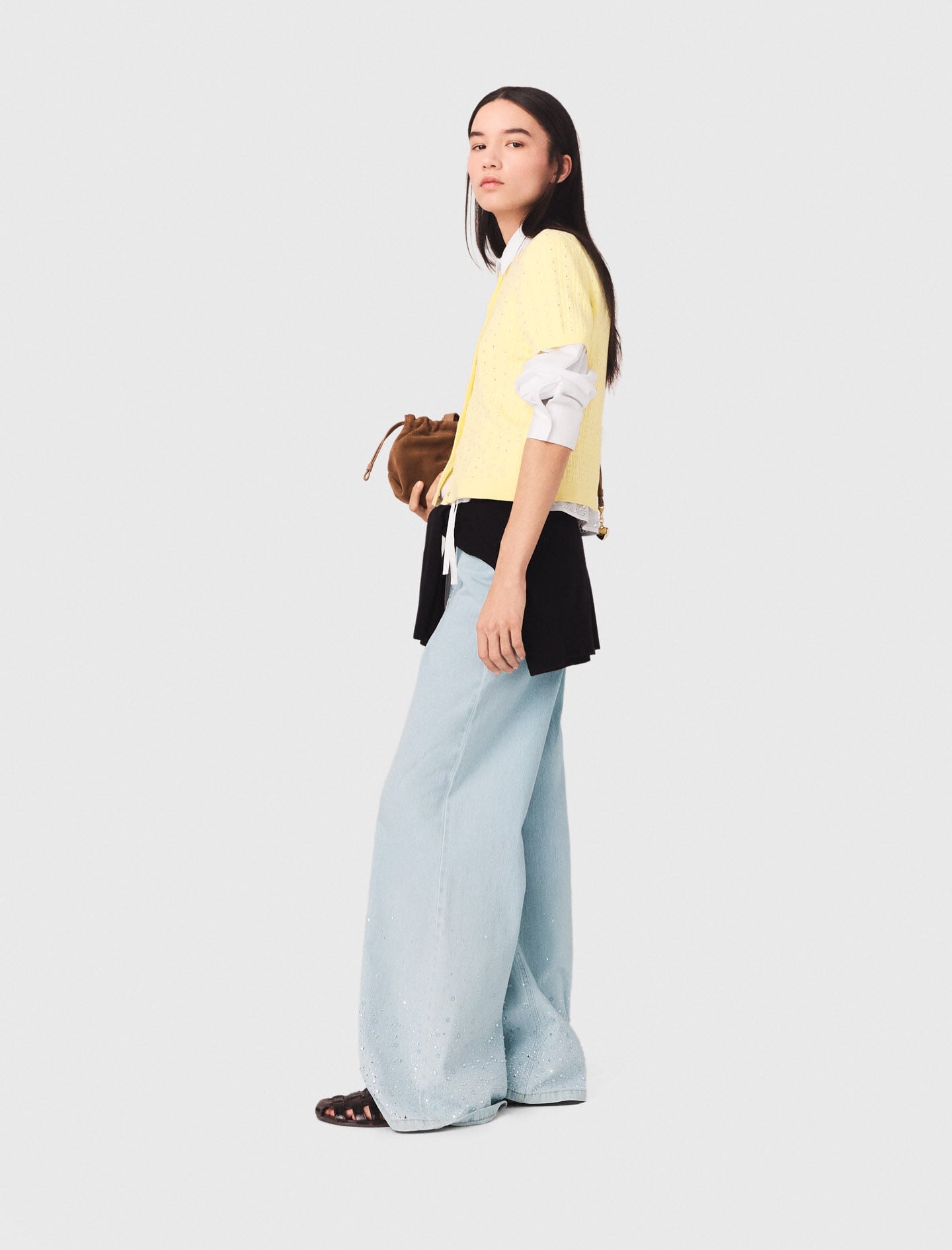 Maje New / Cardigan with rhinestone neck