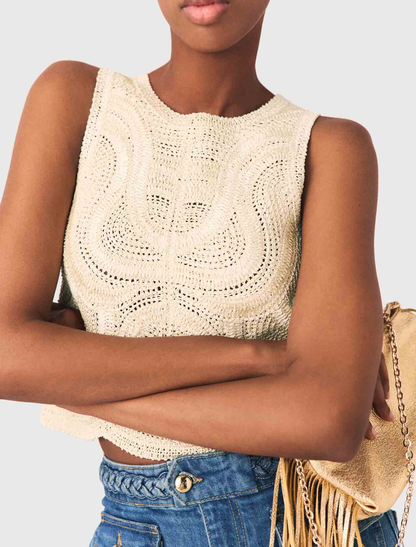 Maje On Sale / Sleeveless crochet-knit top