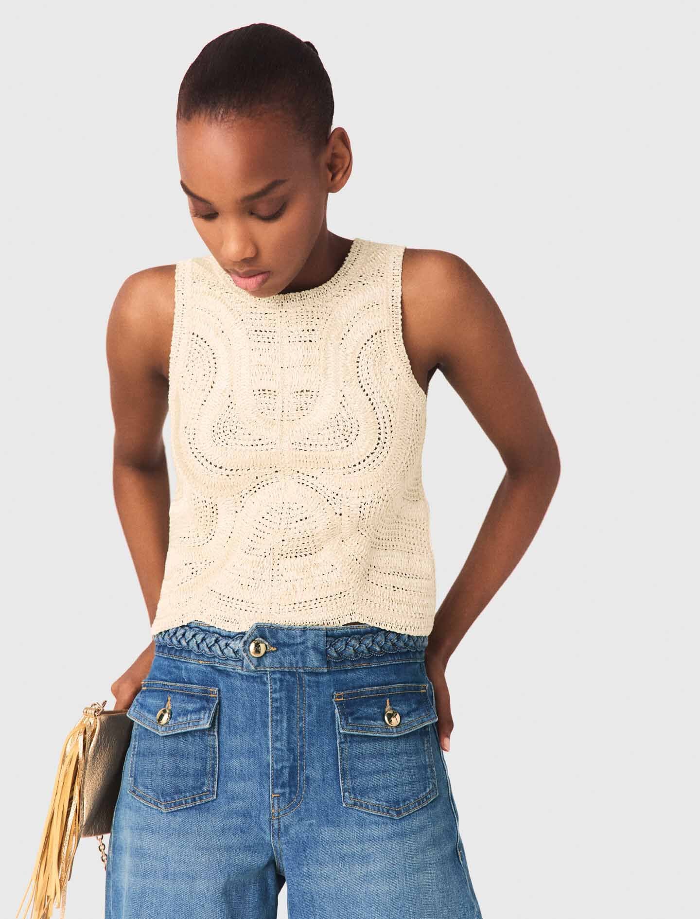 Maje On Sale / Sleeveless crochet-knit top
