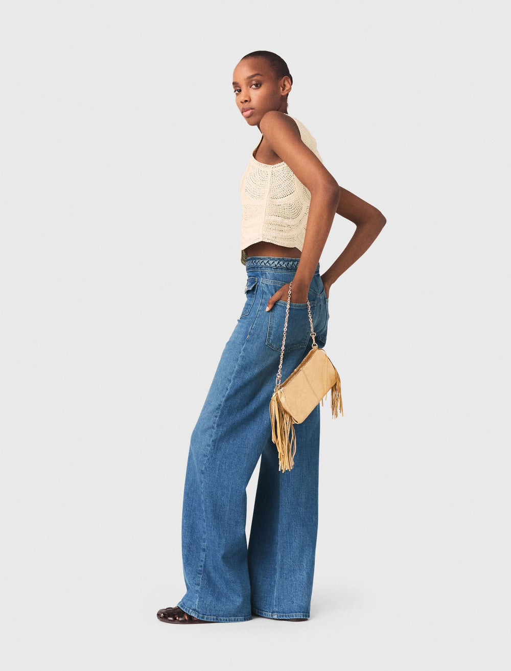 Maje On Sale / Sleeveless crochet-knit top