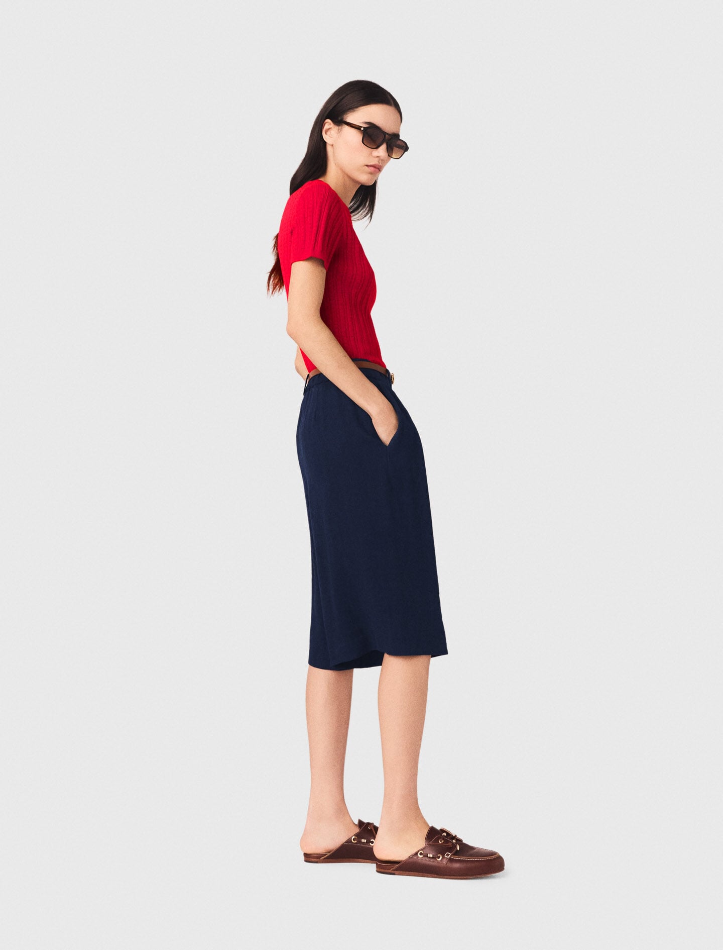 Maje Shop / Linen-blend Bermuda shorts