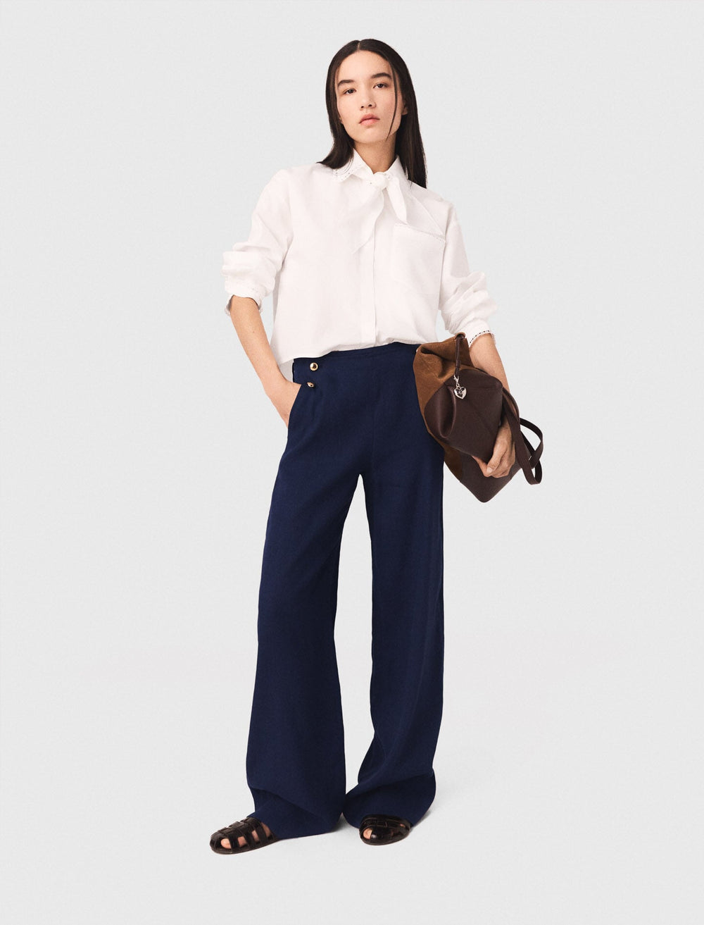 Maje Sale / Linen-blend sailor trousers
