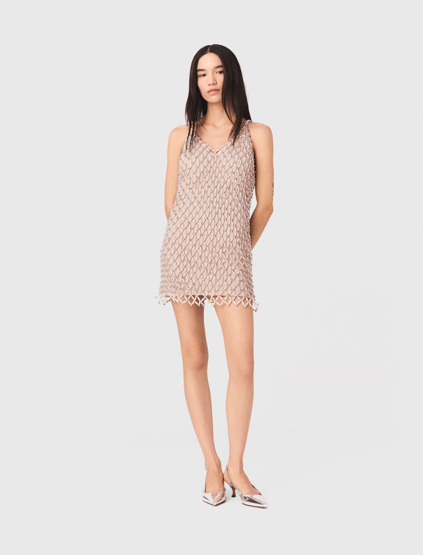 Maje Outlet / Short Beaded Dress With Lining
