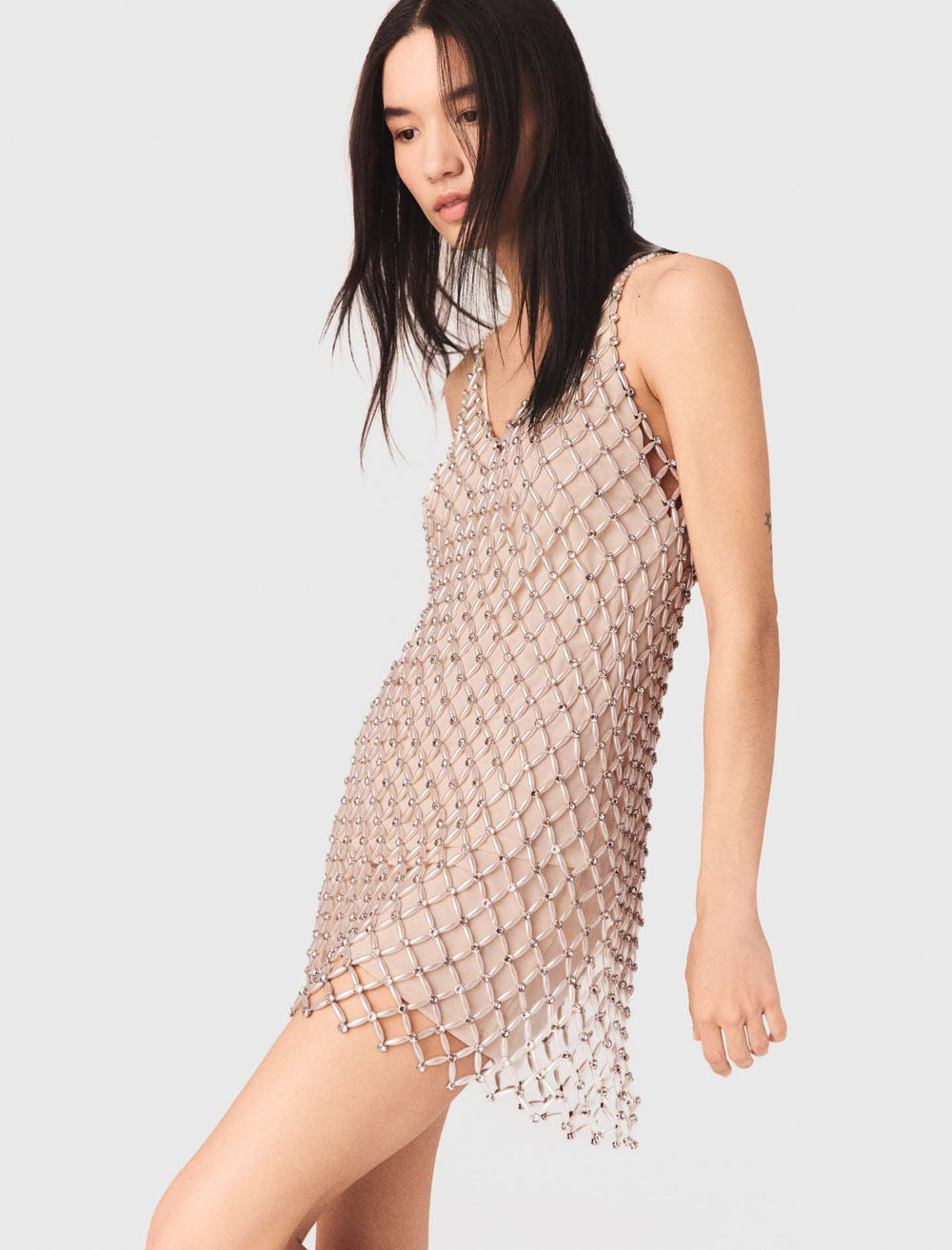 Maje Outlet / Short Beaded Dress With Lining