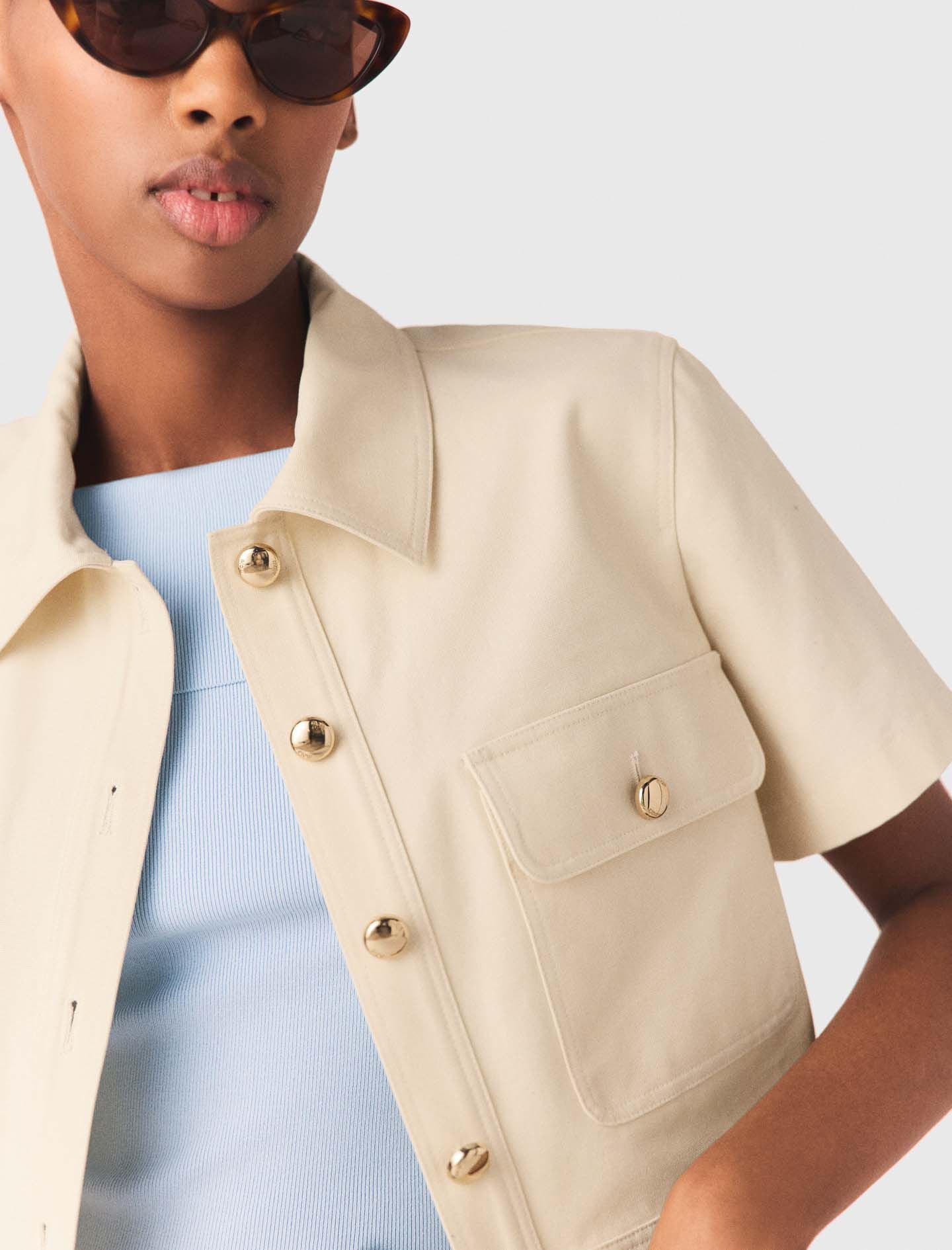 Maje Online / Short-sleeved cropped jacket