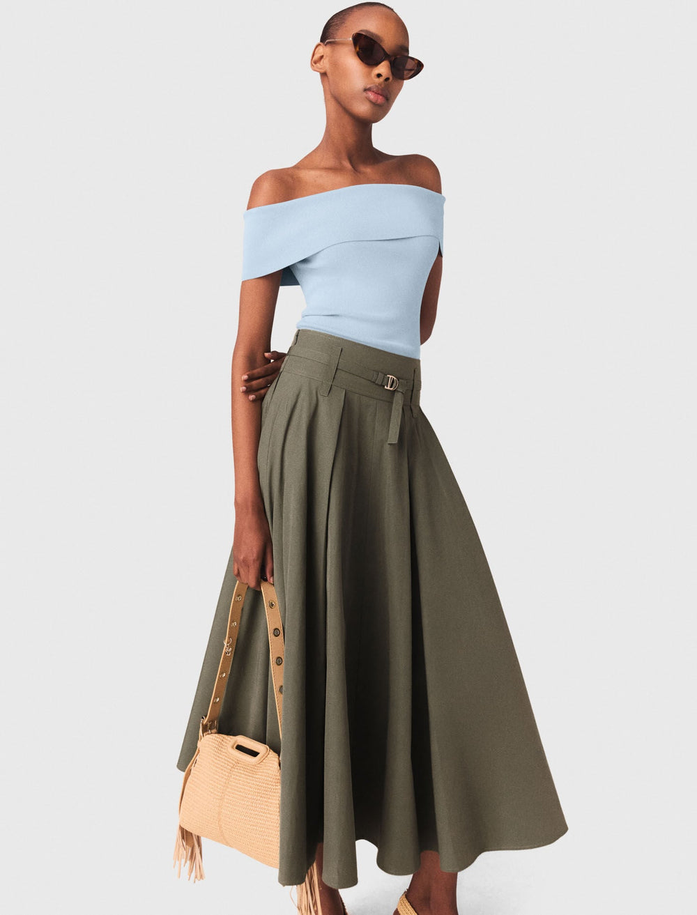 Maje Sale / Cotton pleated maxi skirt