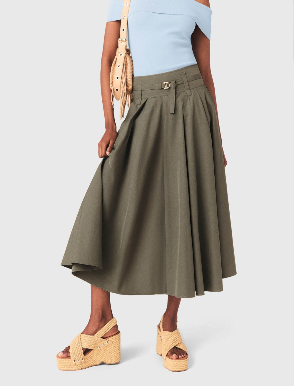 Maje Sale / Cotton pleated maxi skirt