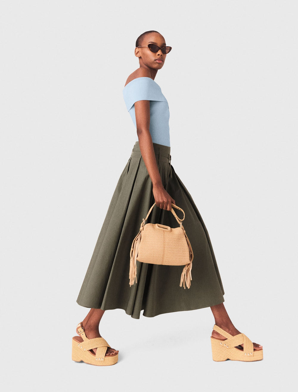 Maje Sale / Cotton pleated maxi skirt