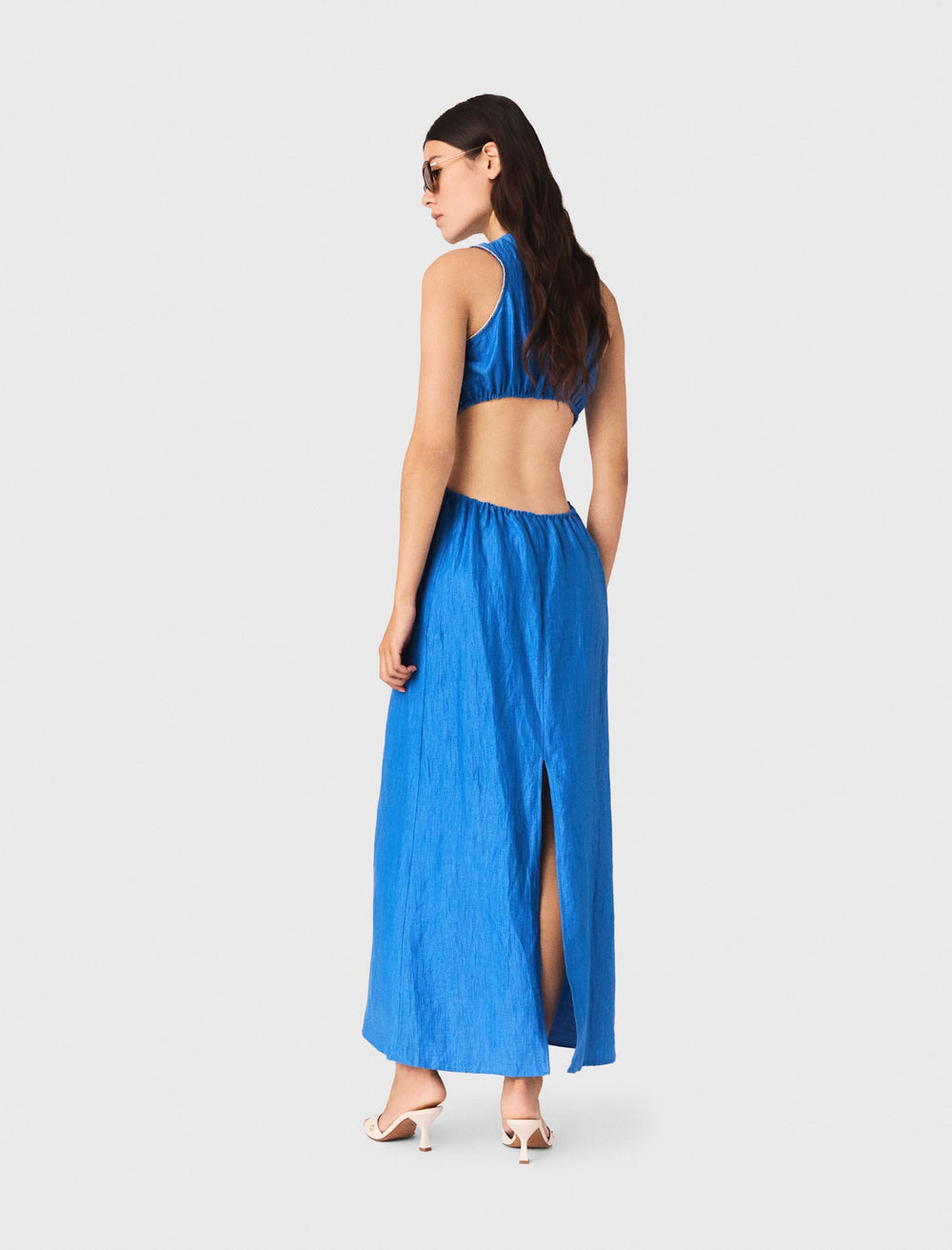 Maje New / Backless Linen-Blend Midi Dress