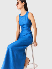 Maje New / Backless Linen-Blend Midi Dress