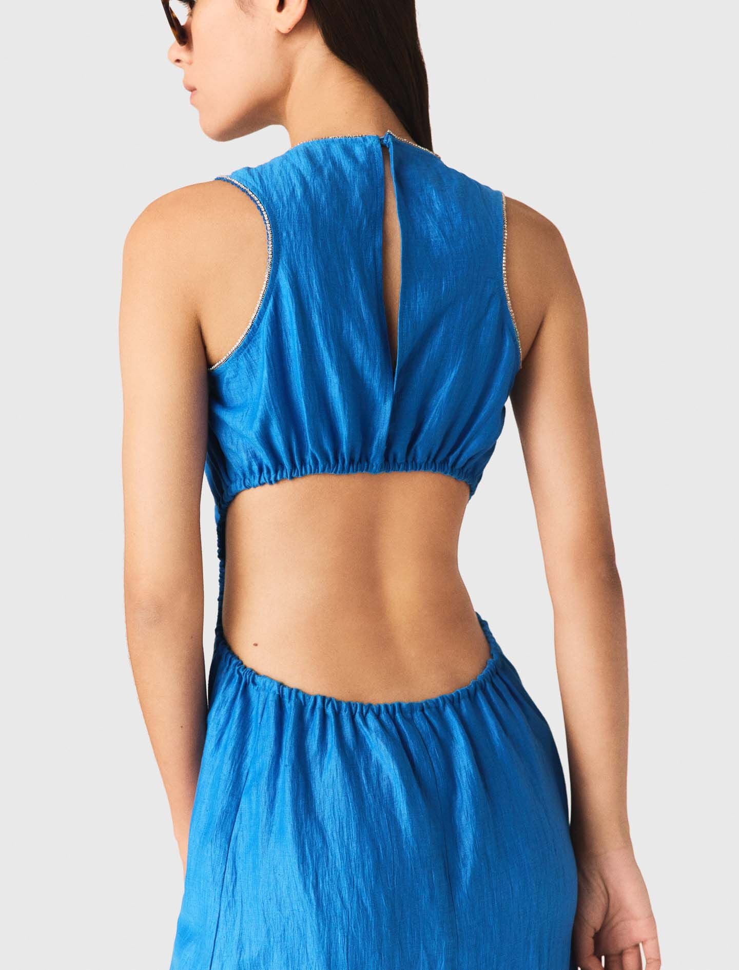 Maje New / Backless Linen-Blend Midi Dress