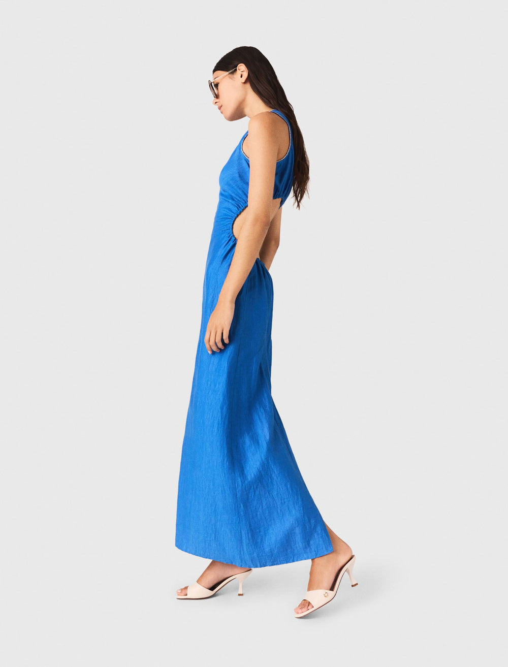 Maje New / Backless Linen-Blend Midi Dress