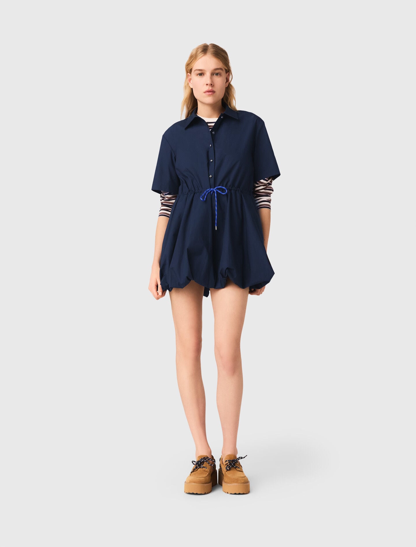 Maje Online / Short-sleeved cotton bubble dress