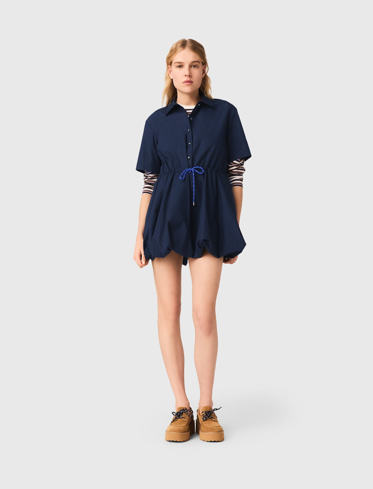 Maje Online / Short-sleeved cotton bubble dress
