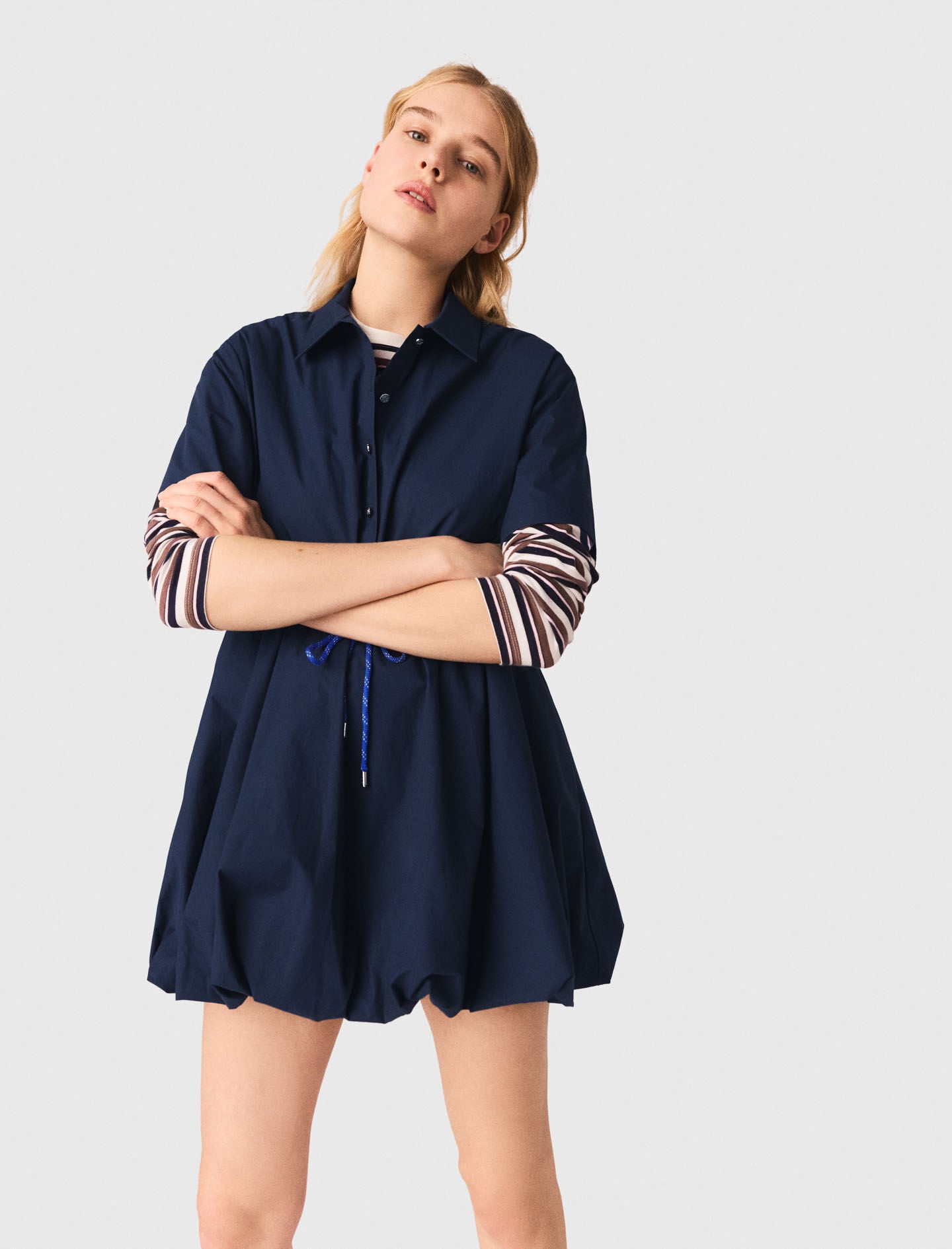 Maje Online / Short-sleeved cotton bubble dress