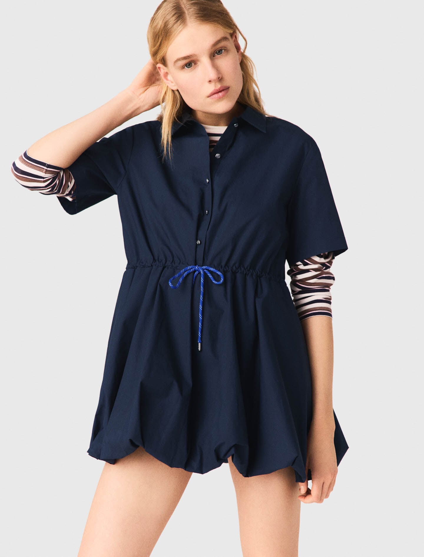 Maje Online / Short-sleeved cotton bubble dress