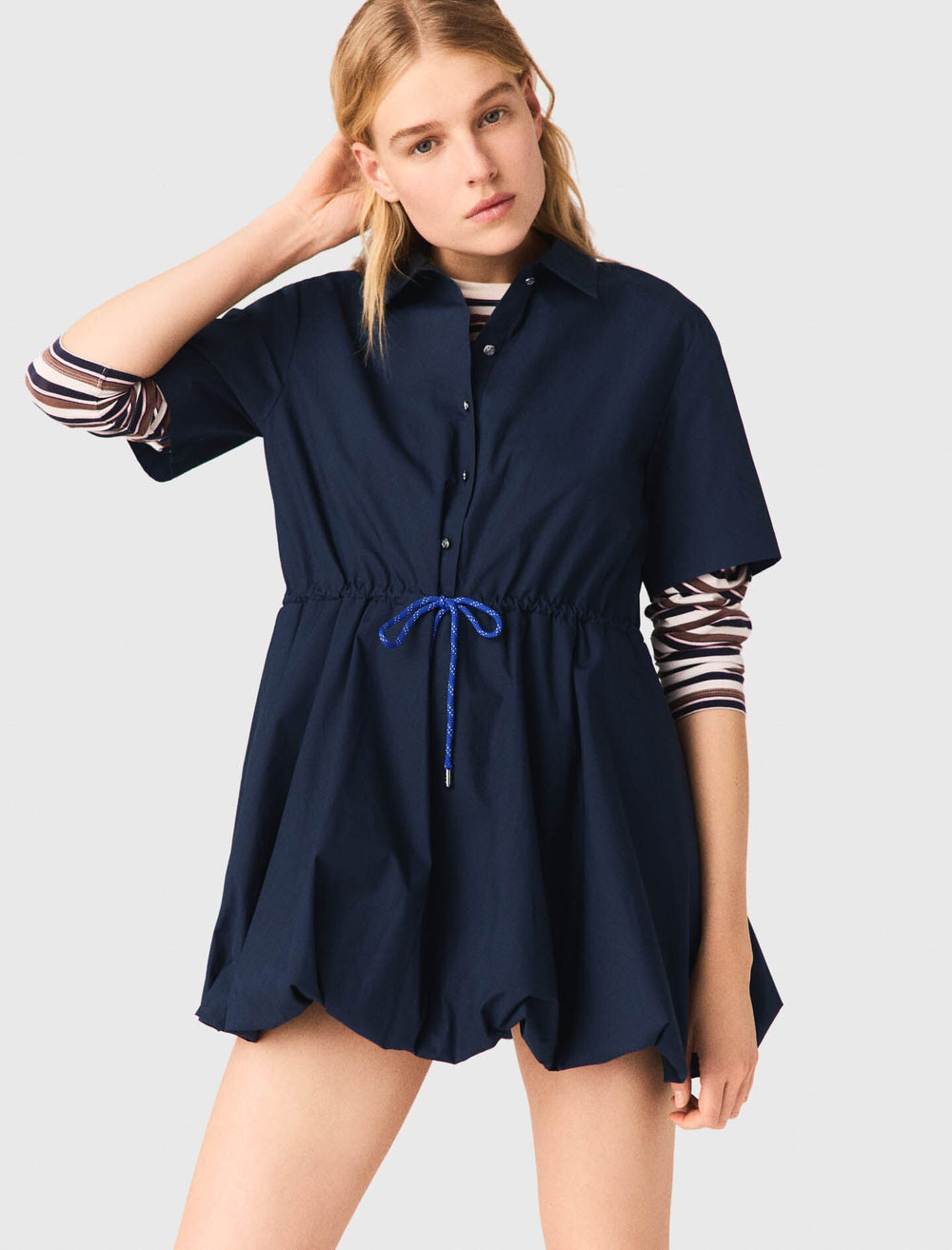 Maje Online / Short-sleeved cotton bubble dress