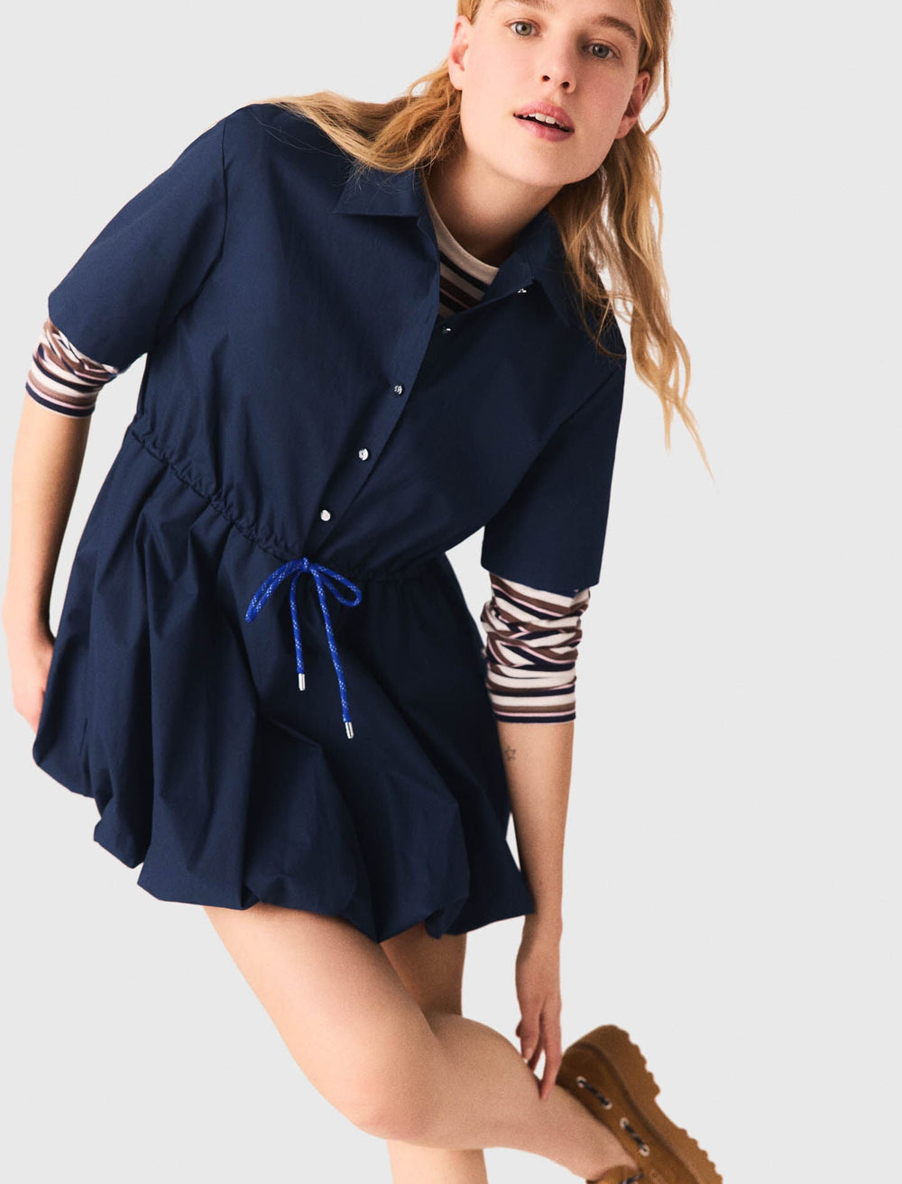 Maje Online / Short-sleeved cotton bubble dress
