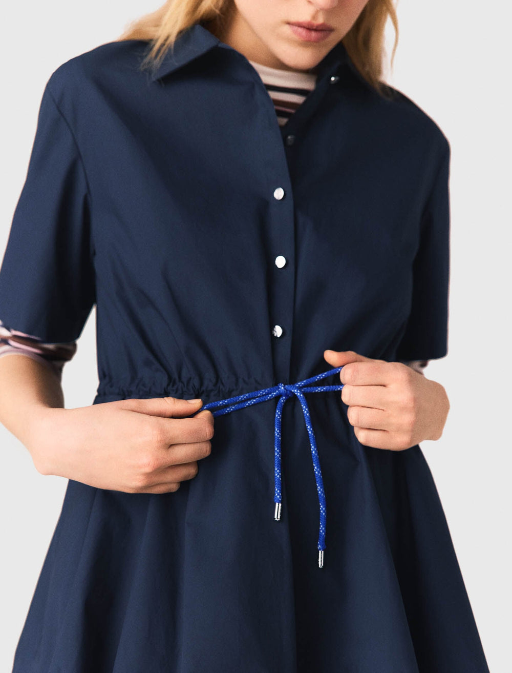 Maje Online / Short-sleeved cotton bubble dress