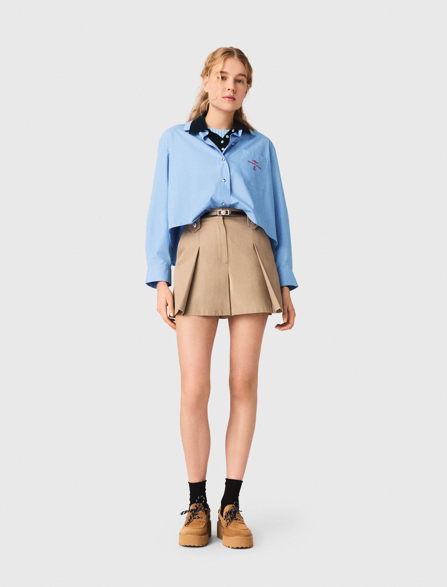 Maje Sale / Pleated cotton shorts