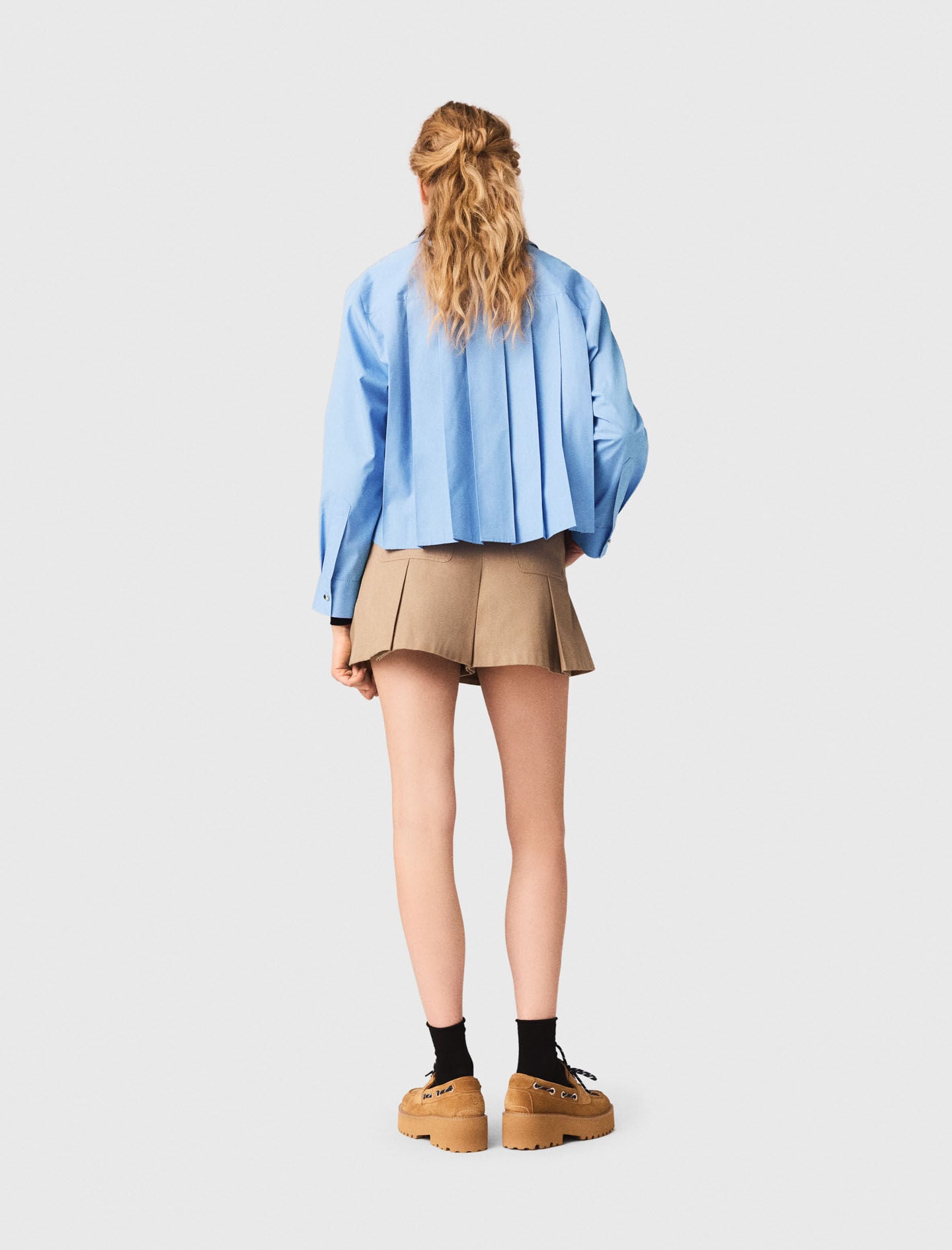 Maje Sale / Pleated cotton shorts