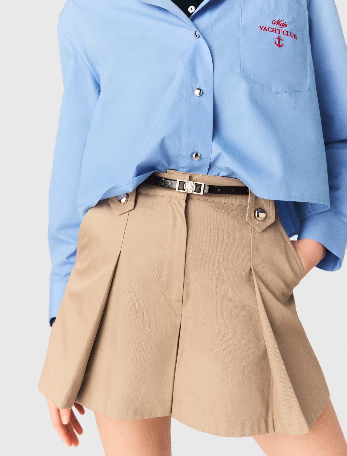 Maje Sale / Pleated cotton shorts