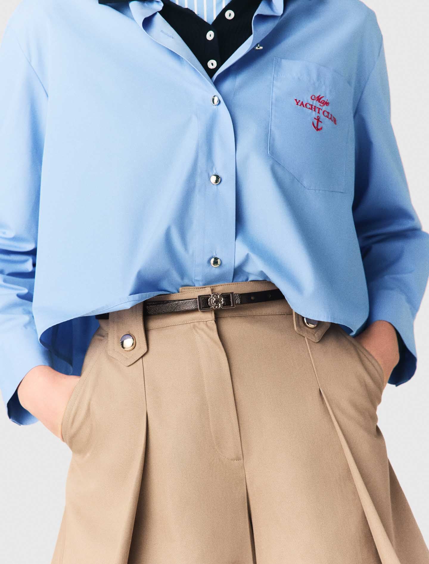 Maje Sale / Pleated cotton shorts