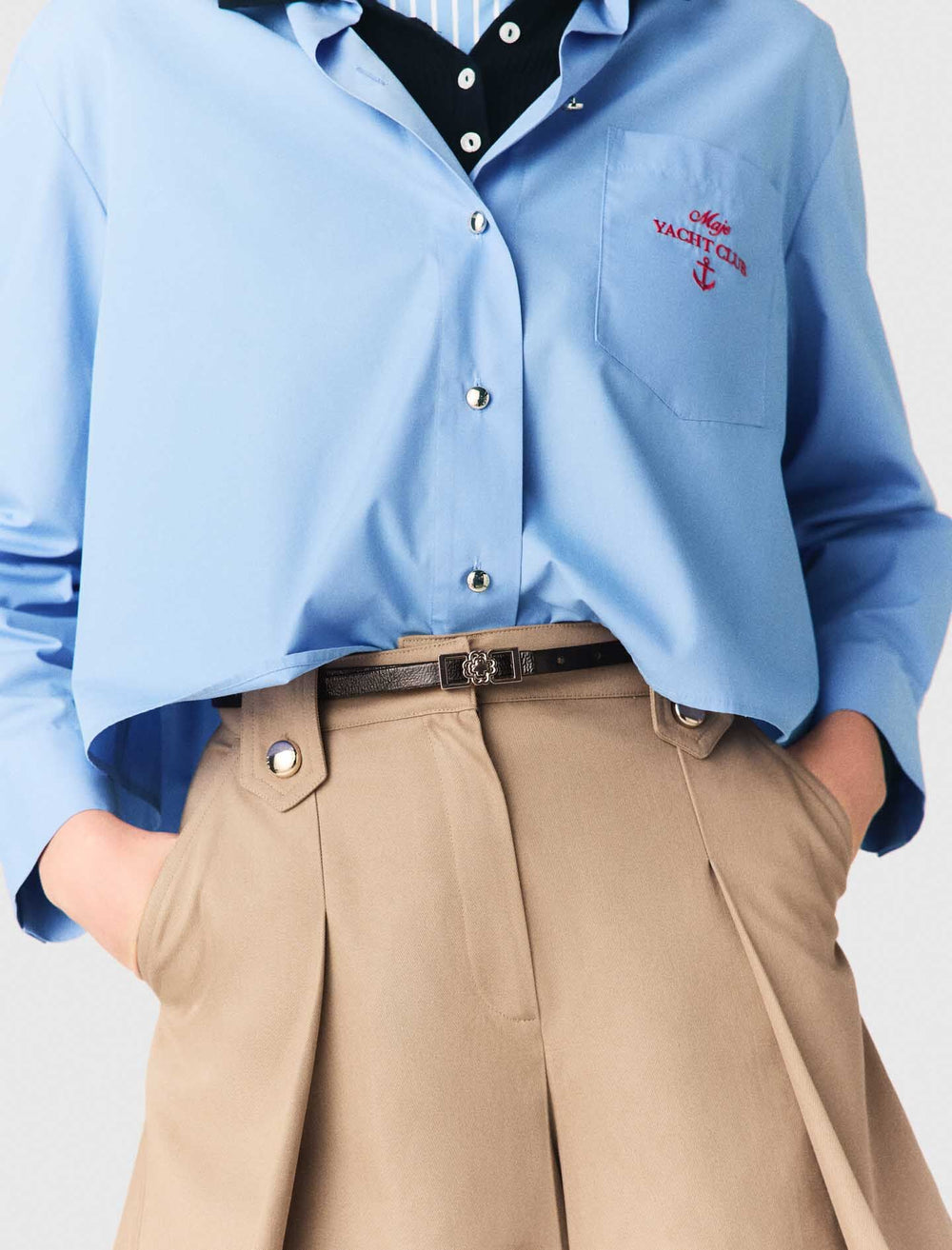 Maje Sale / Pleated cotton shorts