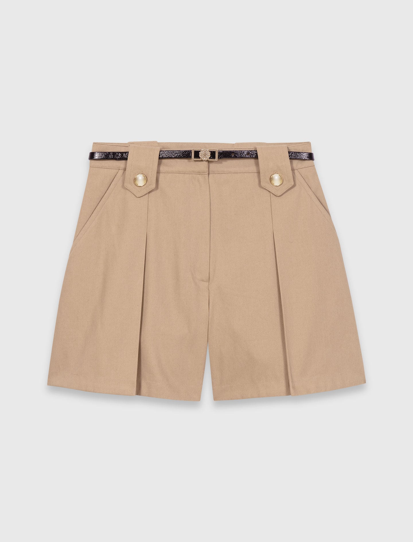 Maje Sale / Pleated cotton shorts